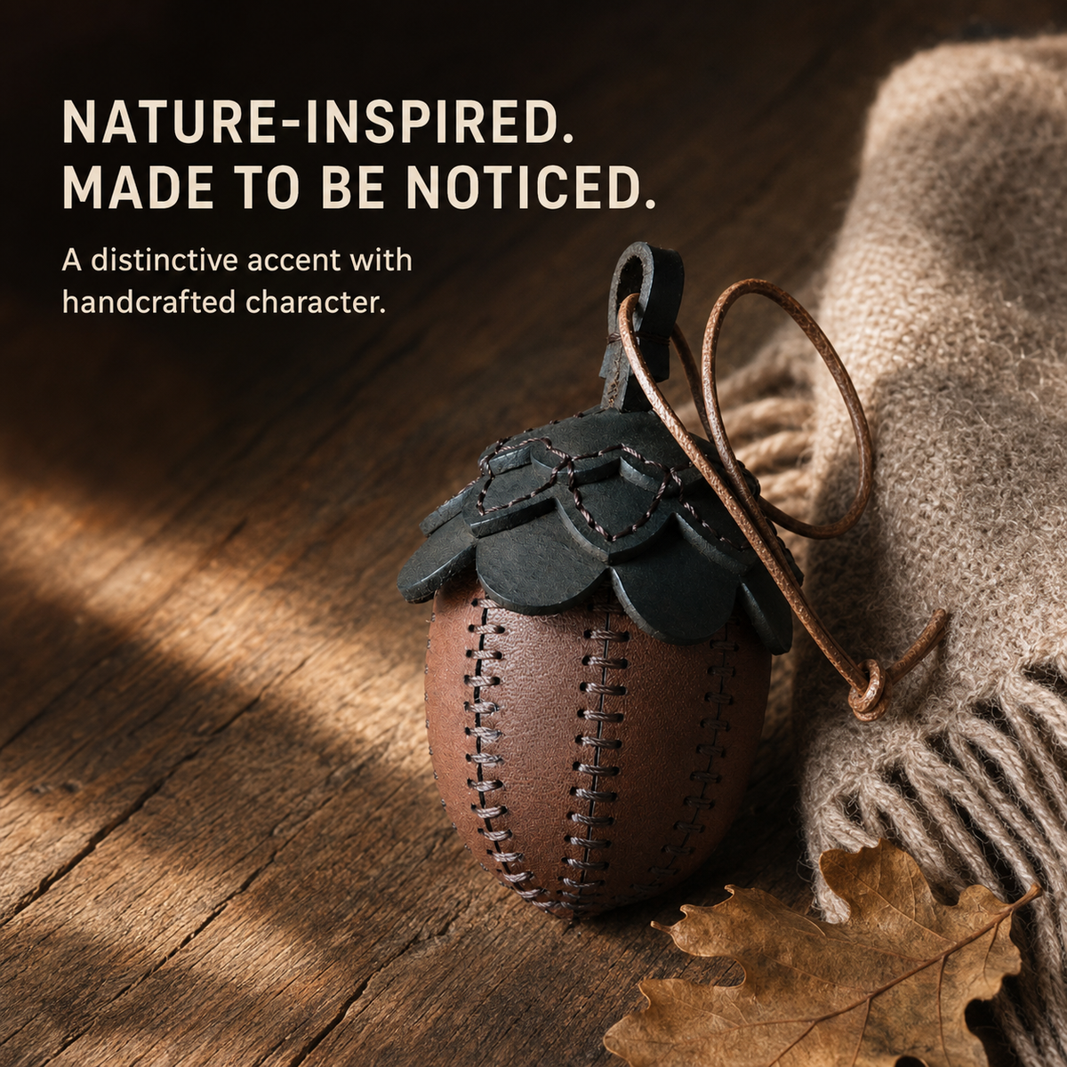 Handmade Leather Acorn Bag Charm