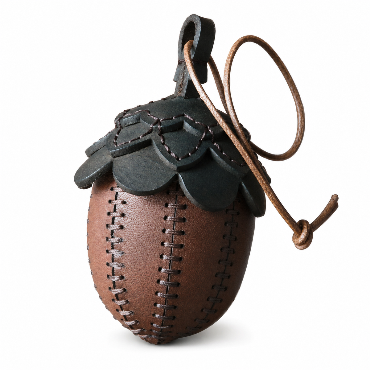 Handmade Leather Acorn Bag Charm