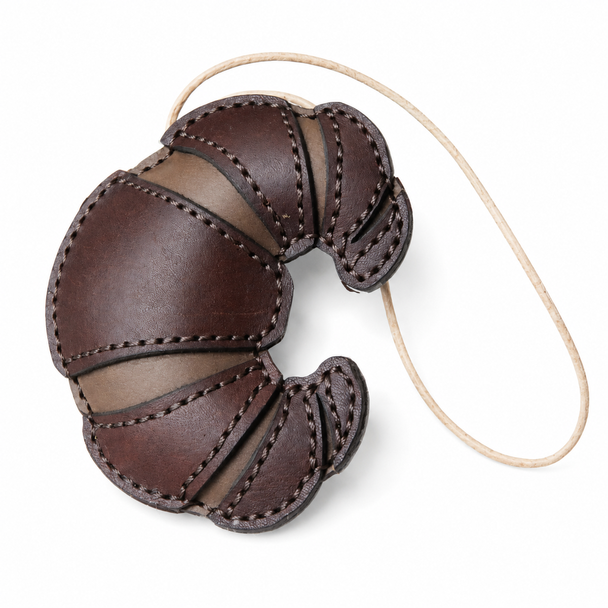 Handmade Leather Croissant Bag Charm