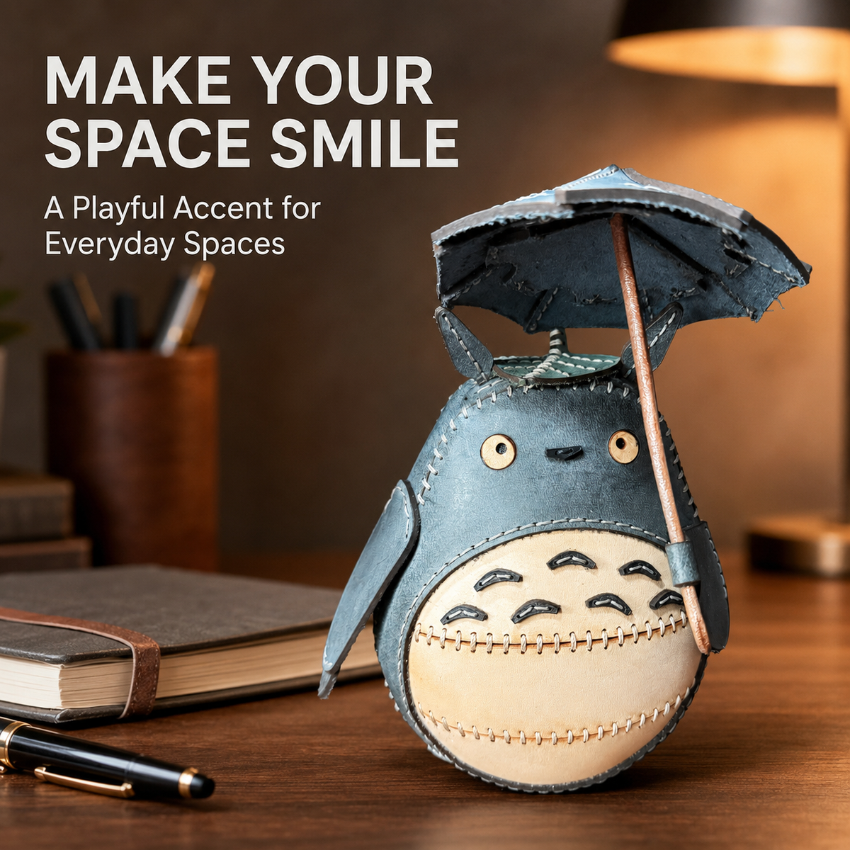 Cute Umbrella Totoro Cowhide Decor Ornament