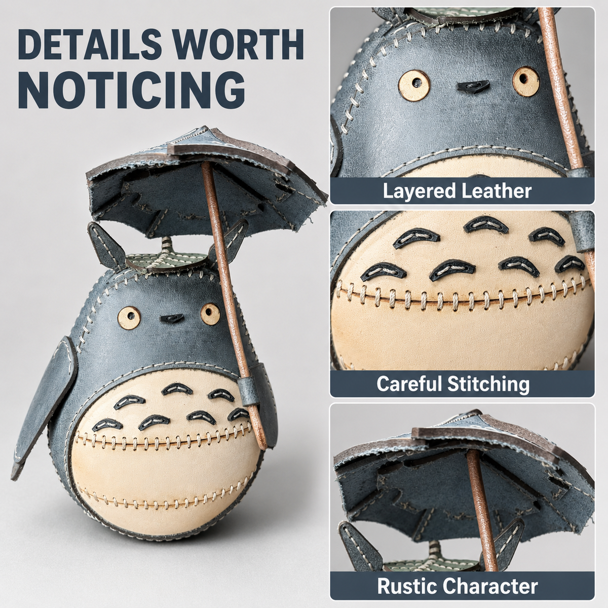 Cute Umbrella Totoro Cowhide Decor Ornament