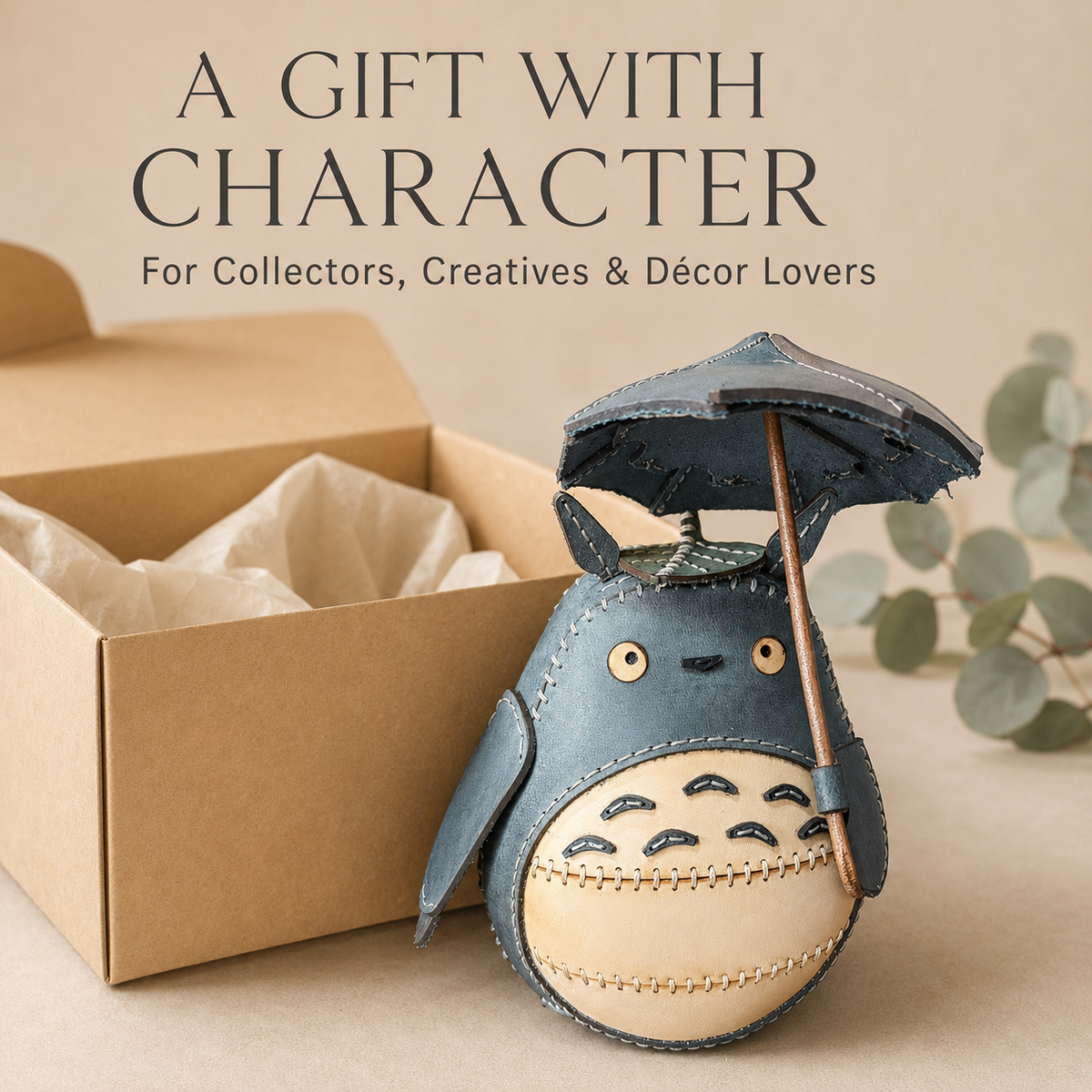 Cute Umbrella Totoro Cowhide Decor Ornament