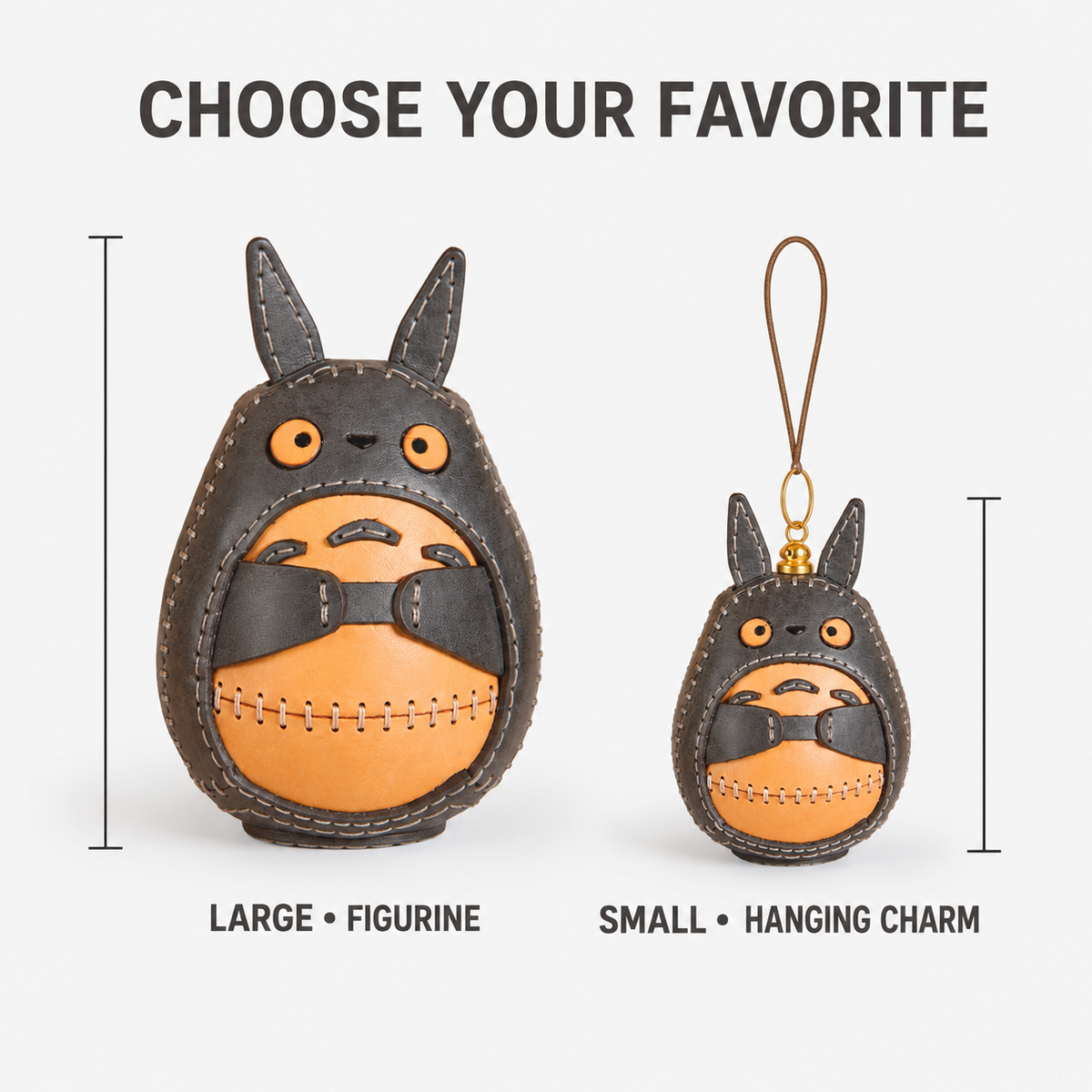 Håndlavet læder Totoro ornament og taskevedhæng