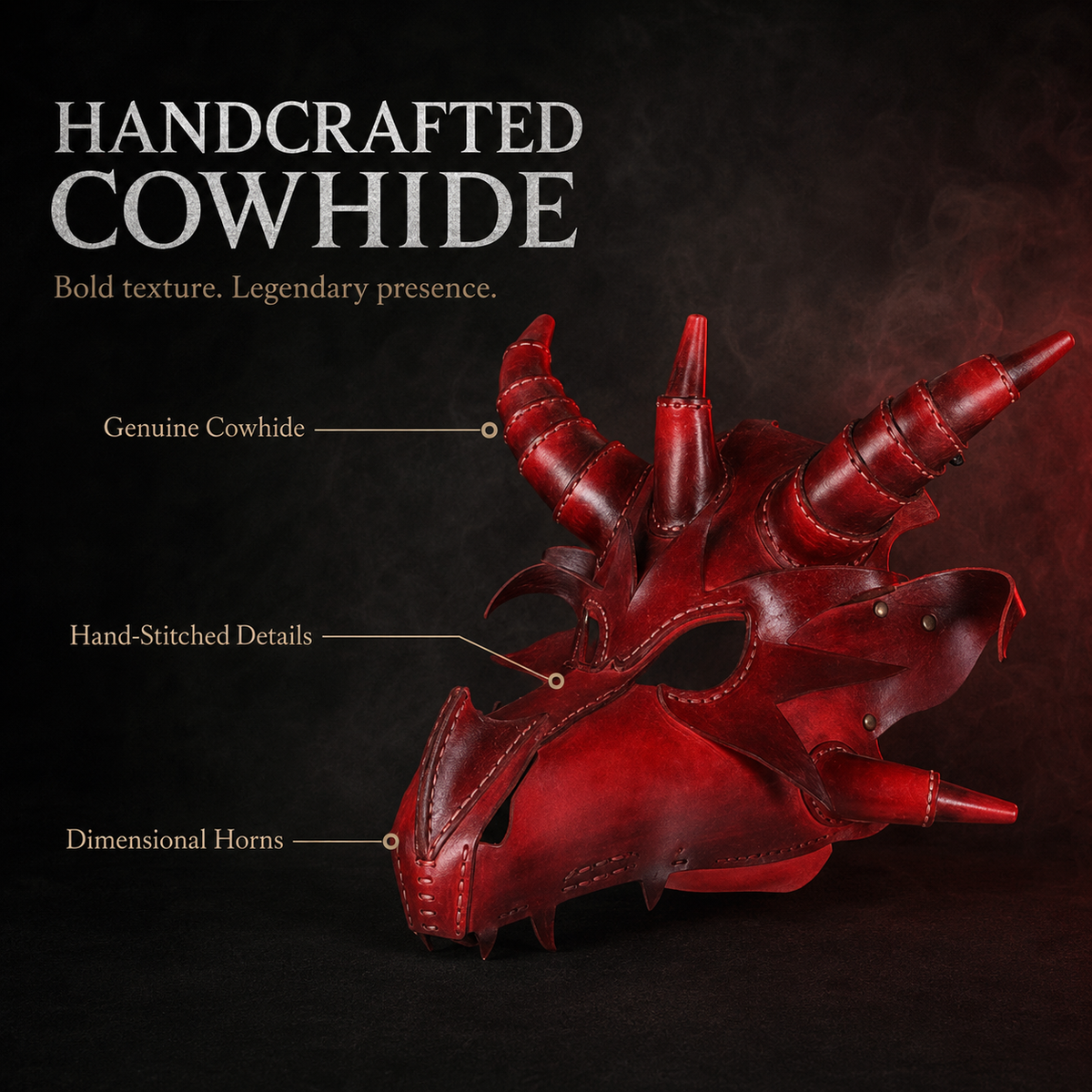 Gothic Fantasy Dragon Cowhide Mask