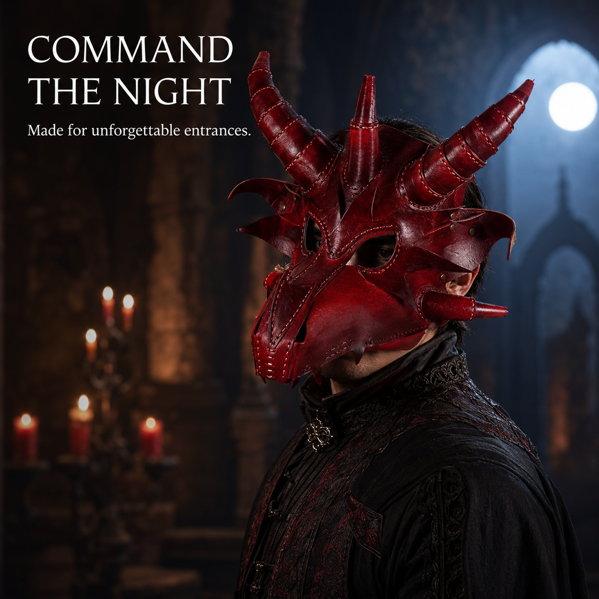 Gothic Fantasy Dragon Cowhide Mask