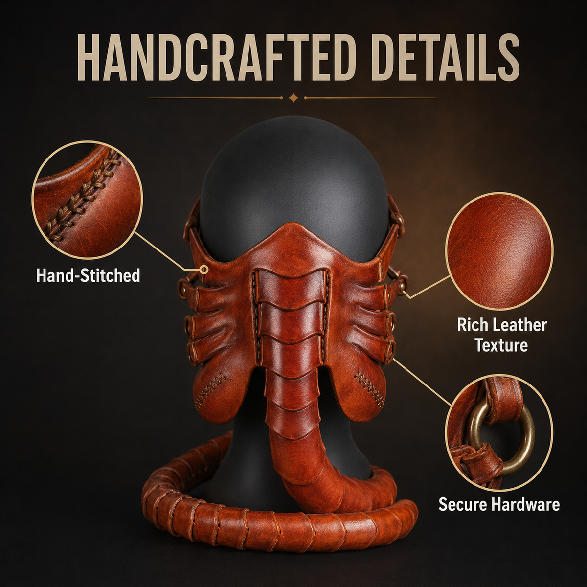 Handmade Leather Facehugger Mask