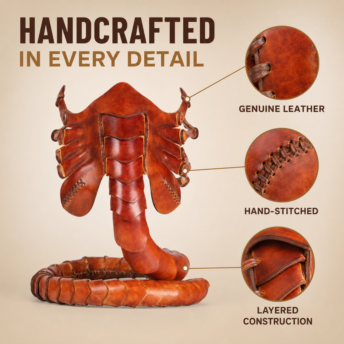 Handmade Leather Facehugger Mask