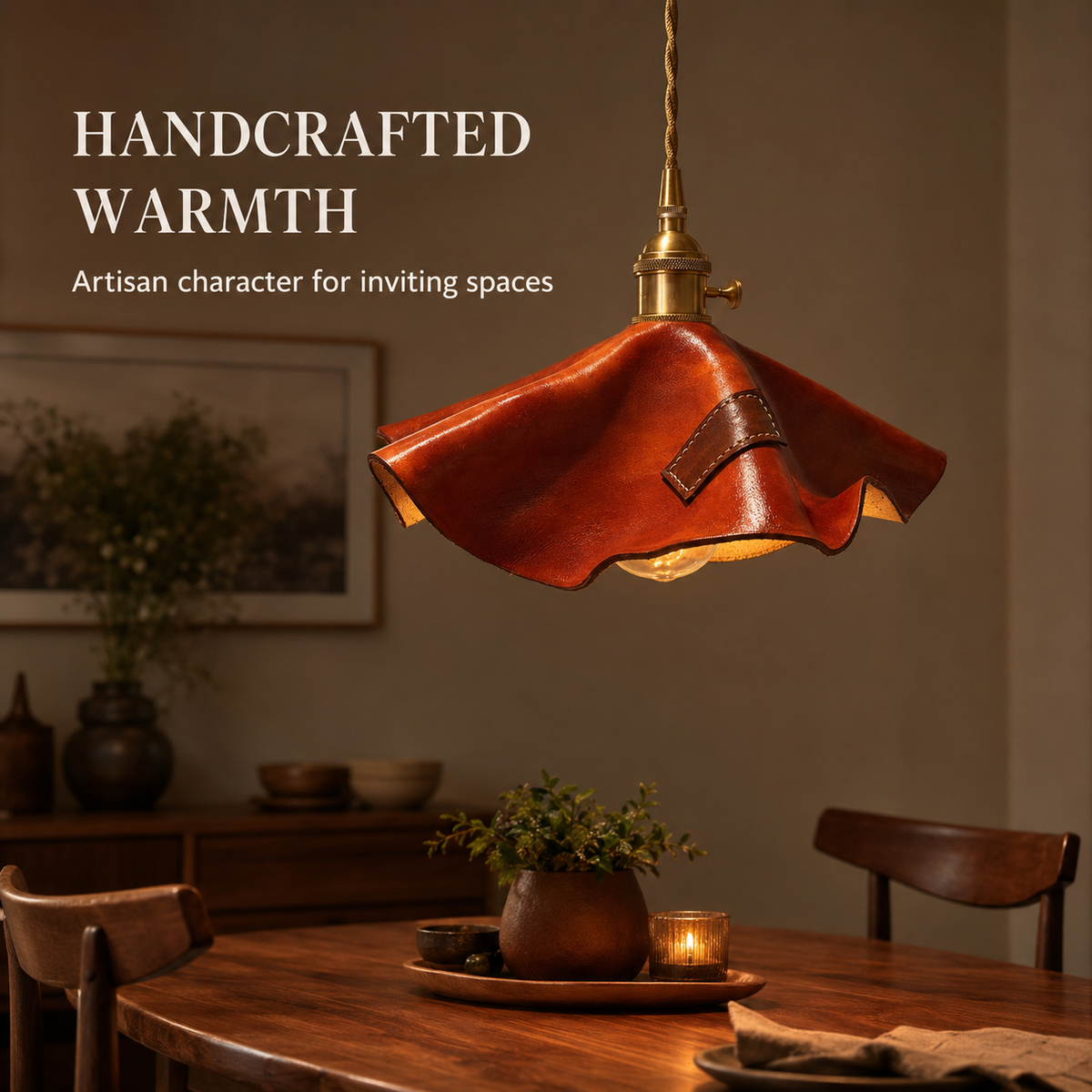 Handmade Patch Leather Pendant Lamp