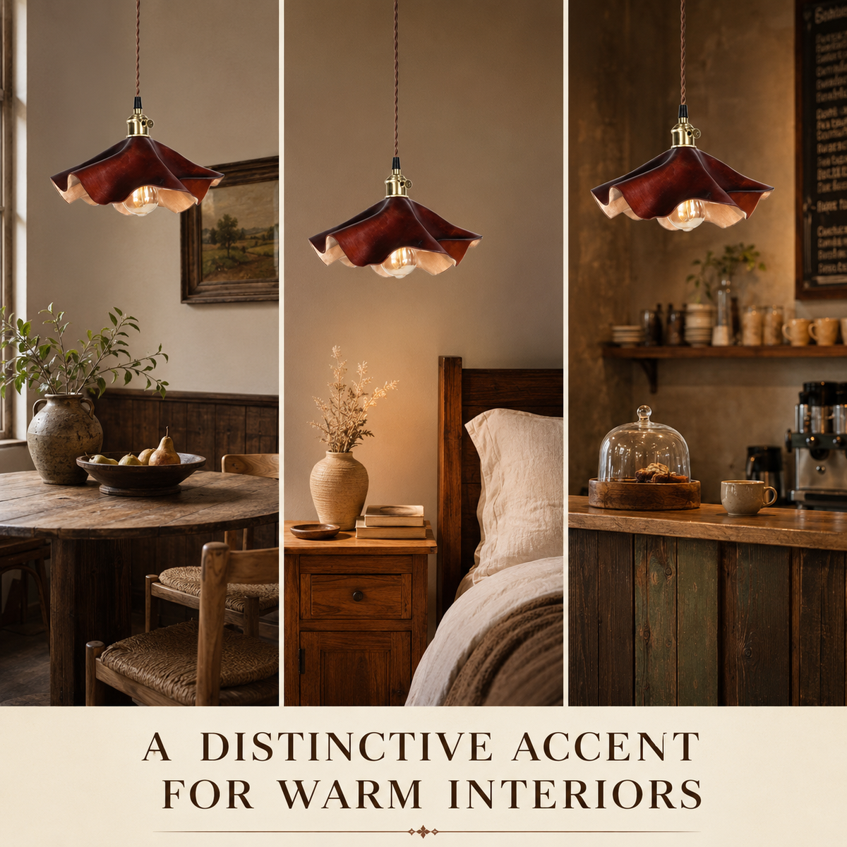 Wavy Cowhide Leather Pendant Lamp