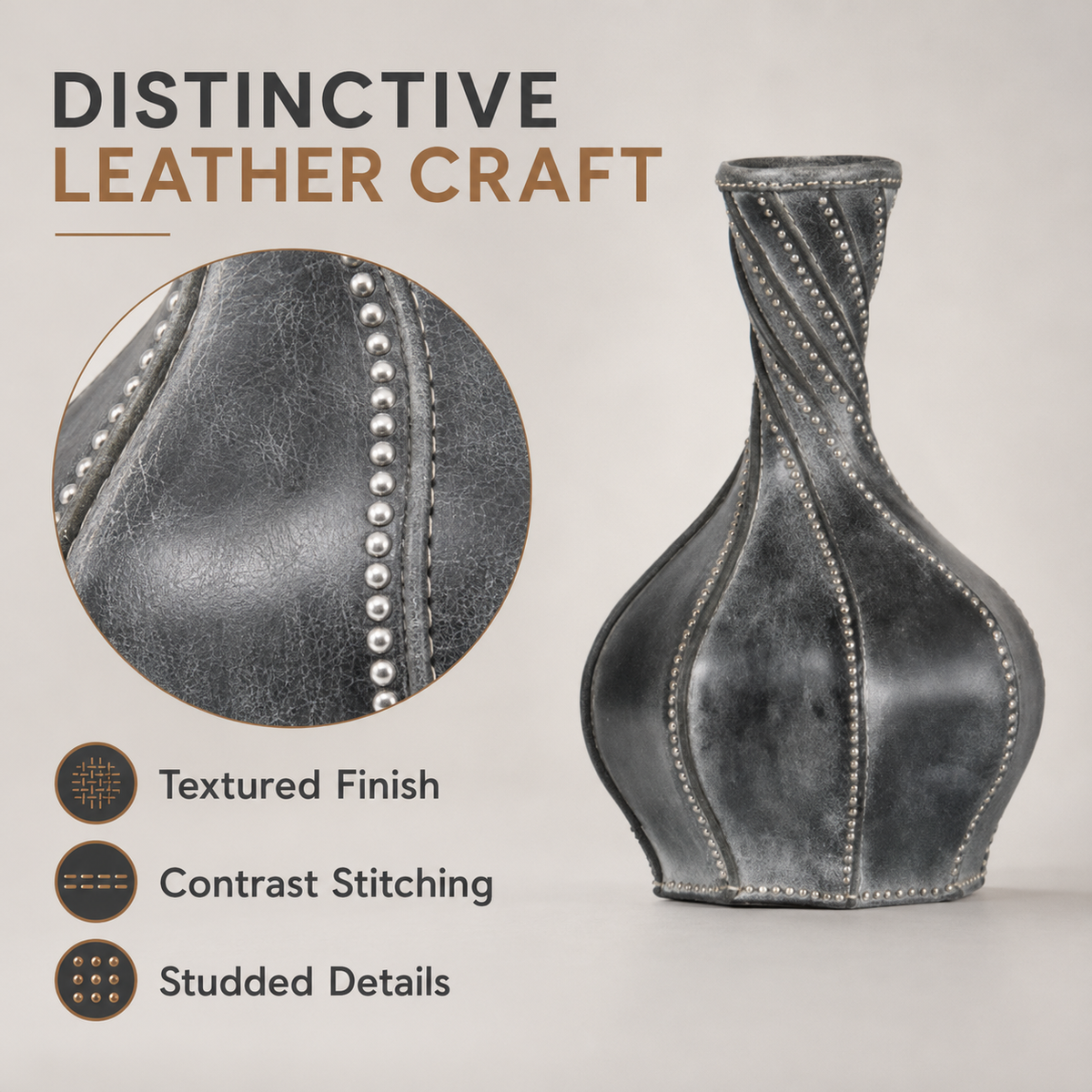 Twisted Leather Vase