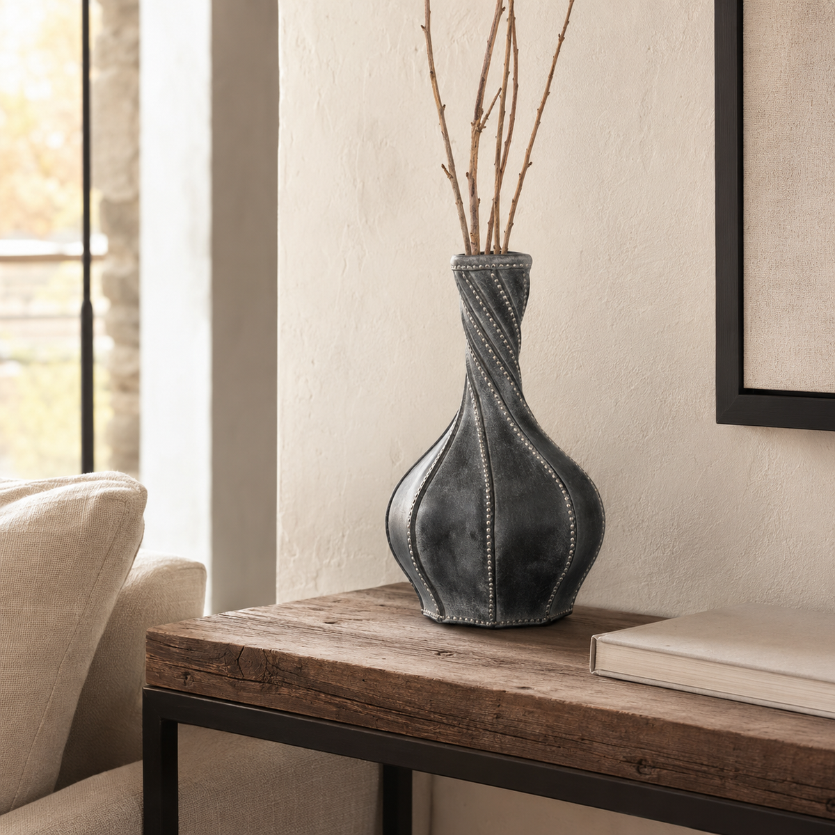 Twisted Leather Vase