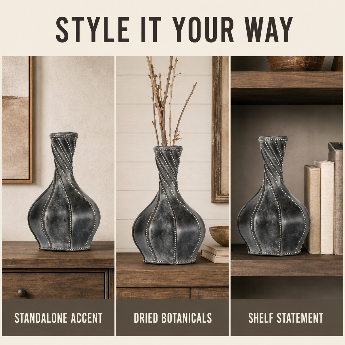 Twisted Leather Vase