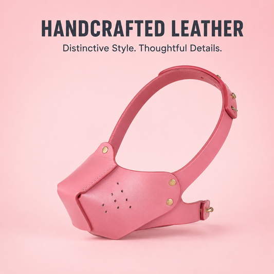 Pink Leather Puppy Muzzle Mask