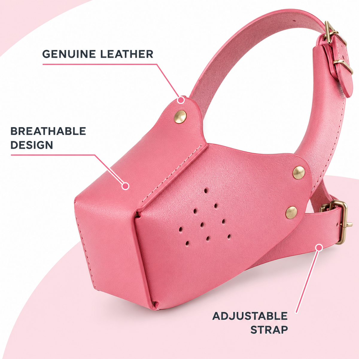 Pink Leather Puppy Muzzle Mask