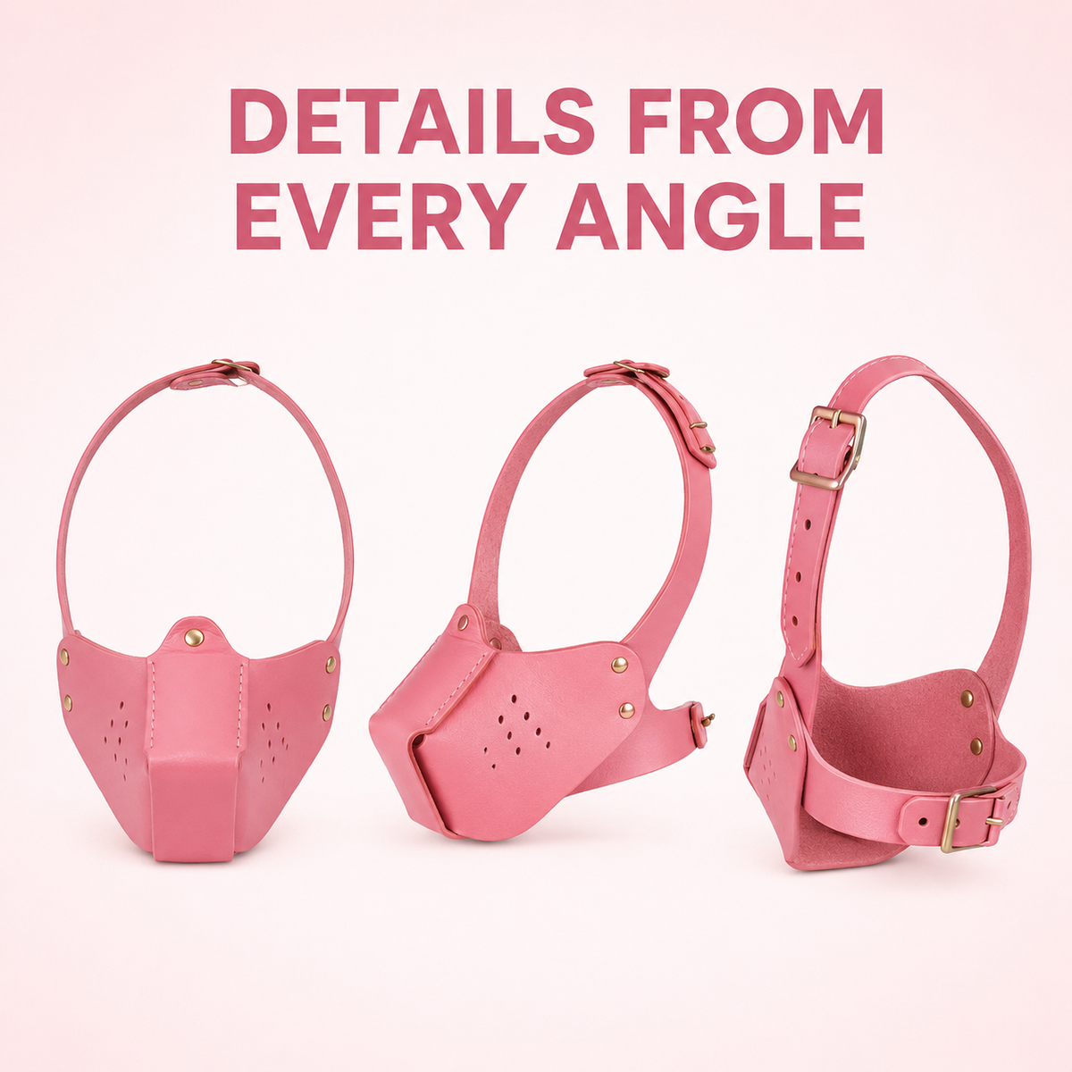 Pink Leather Puppy Muzzle Mask