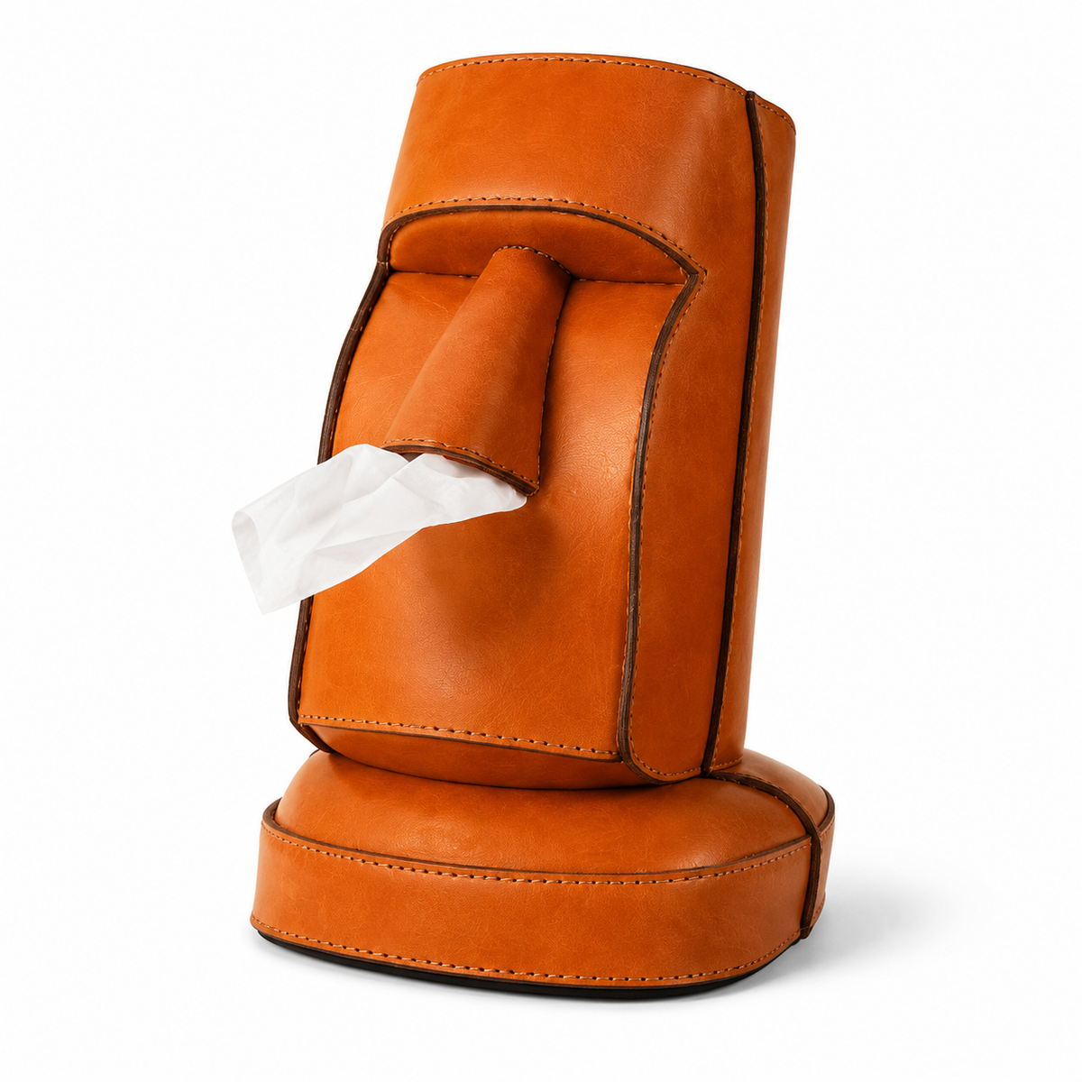 Abstract Stone Sculpture Leather Tissue Box