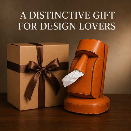 Abstract Stone Sculpture Leather Tissue Box
