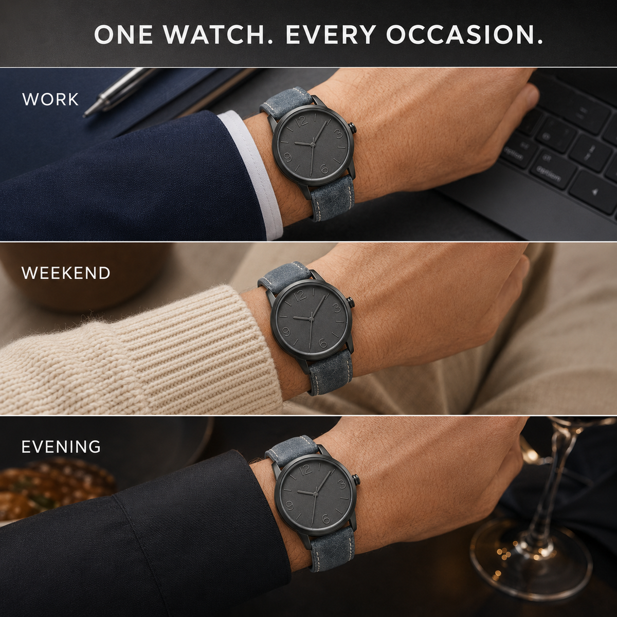 Minimal Dark Dial Casual Wristwatch