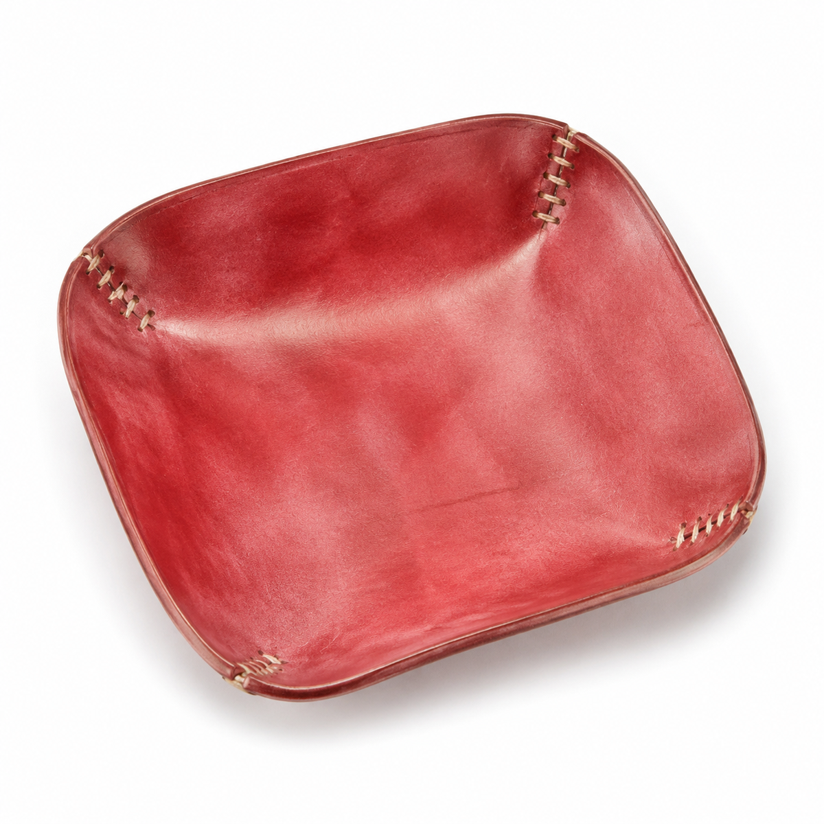 Handmade Red Leather All-Purpose Tray