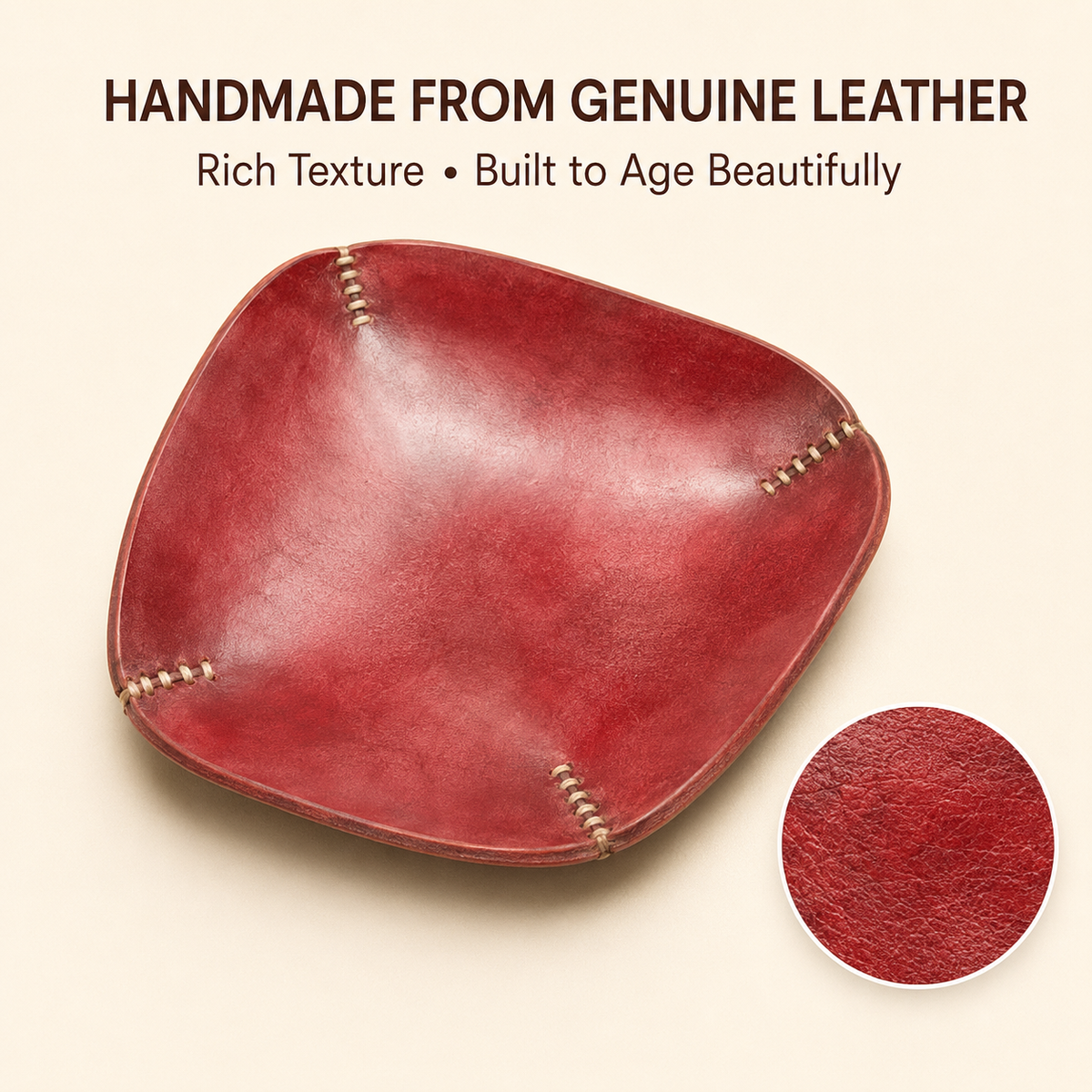 Handmade Red Leather All-Purpose Tray