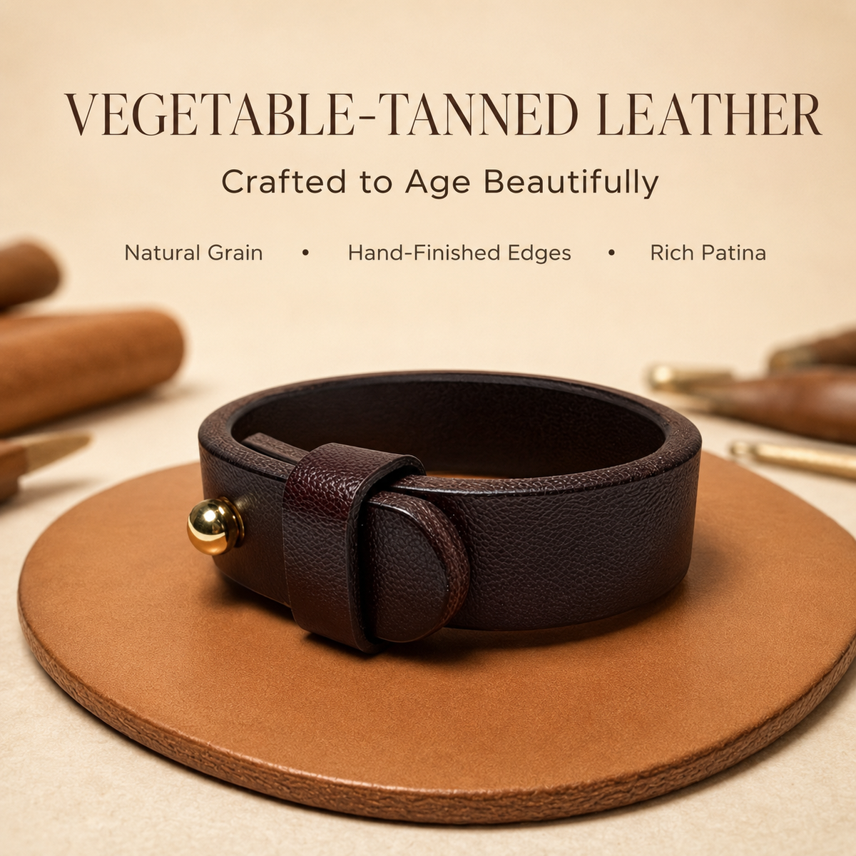 Vintage Vegetable Tanned Leather Wrist Strap