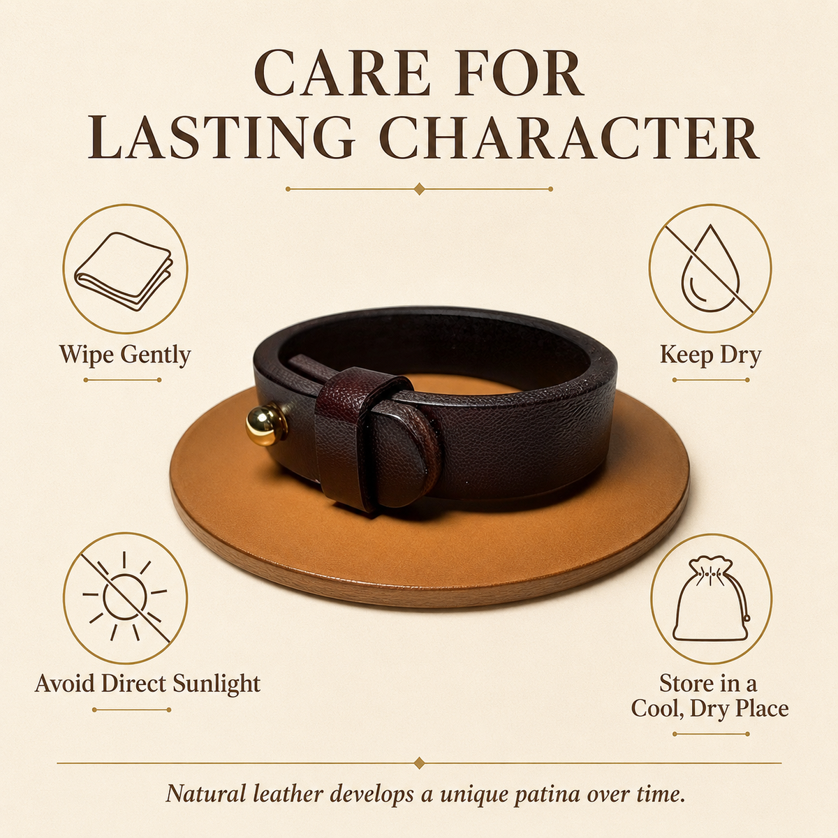 Vintage Vegetable Tanned Leather Wrist Strap