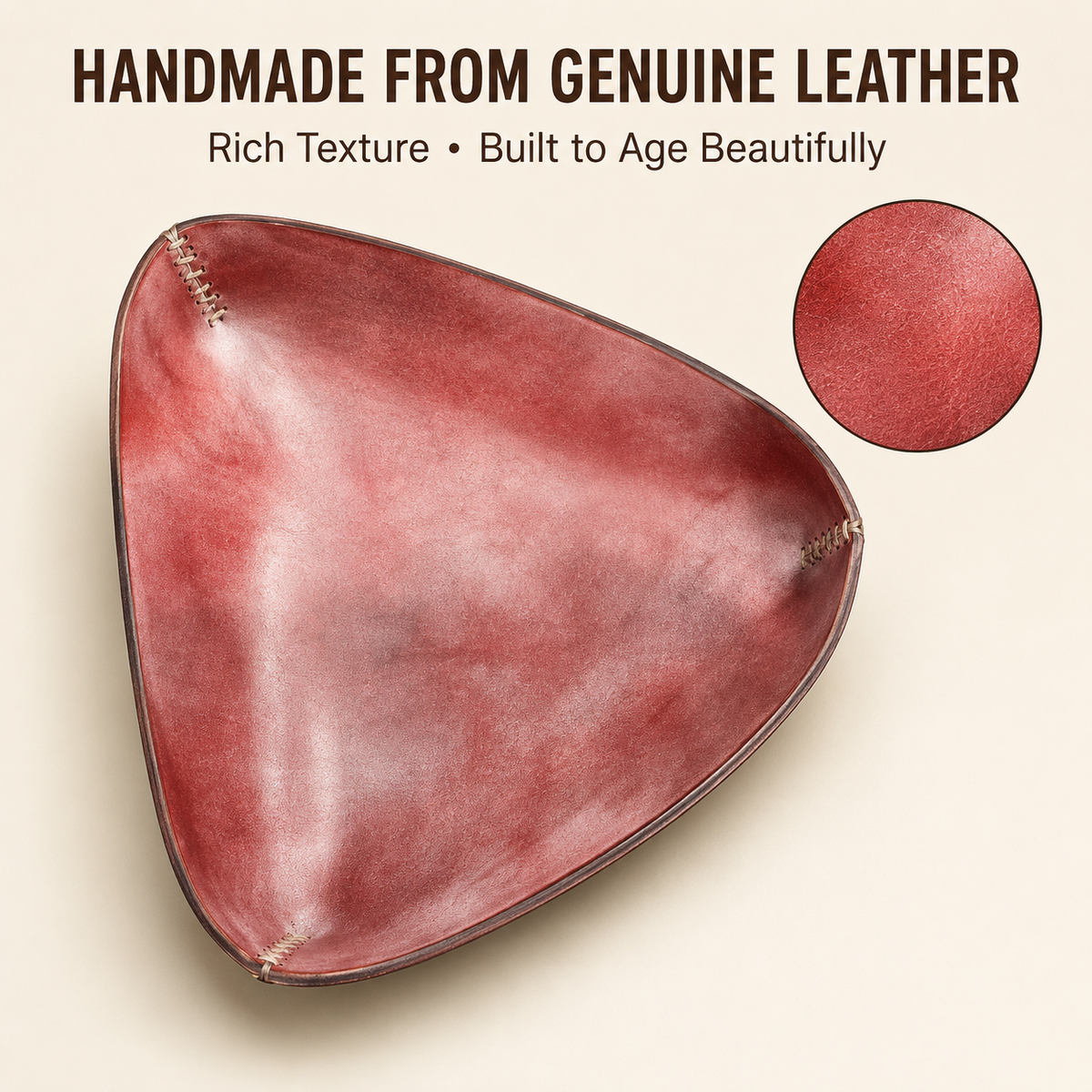 Handmade Red Leather All-Purpose Tray