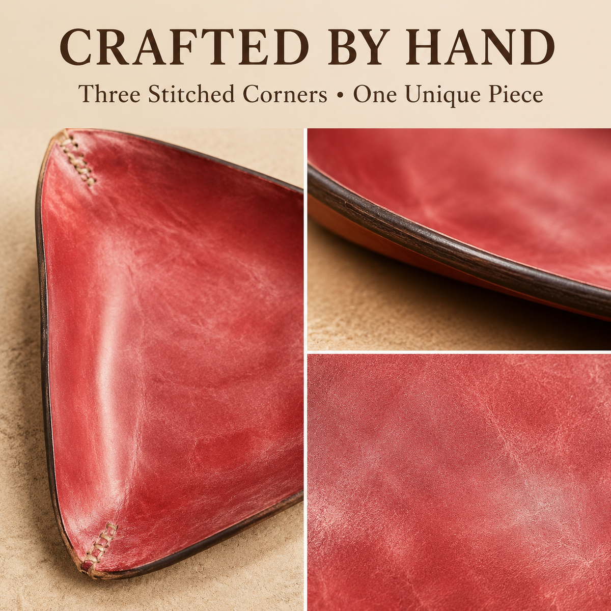 Handmade Red Leather All-Purpose Tray