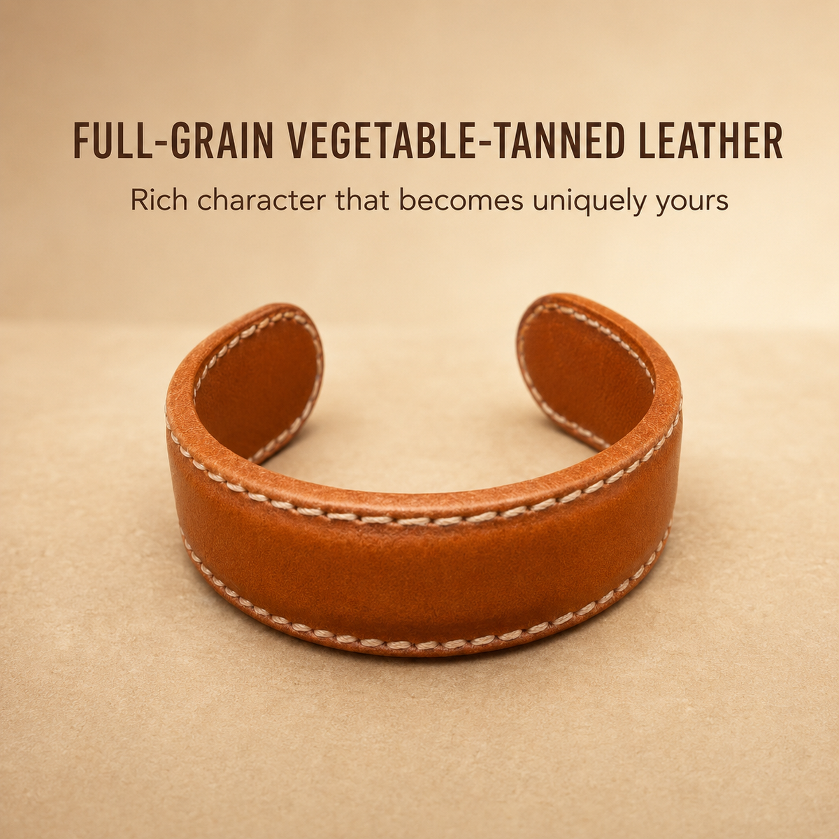 Wide Open Cuff Vegetable Tanned Leather Bracelet