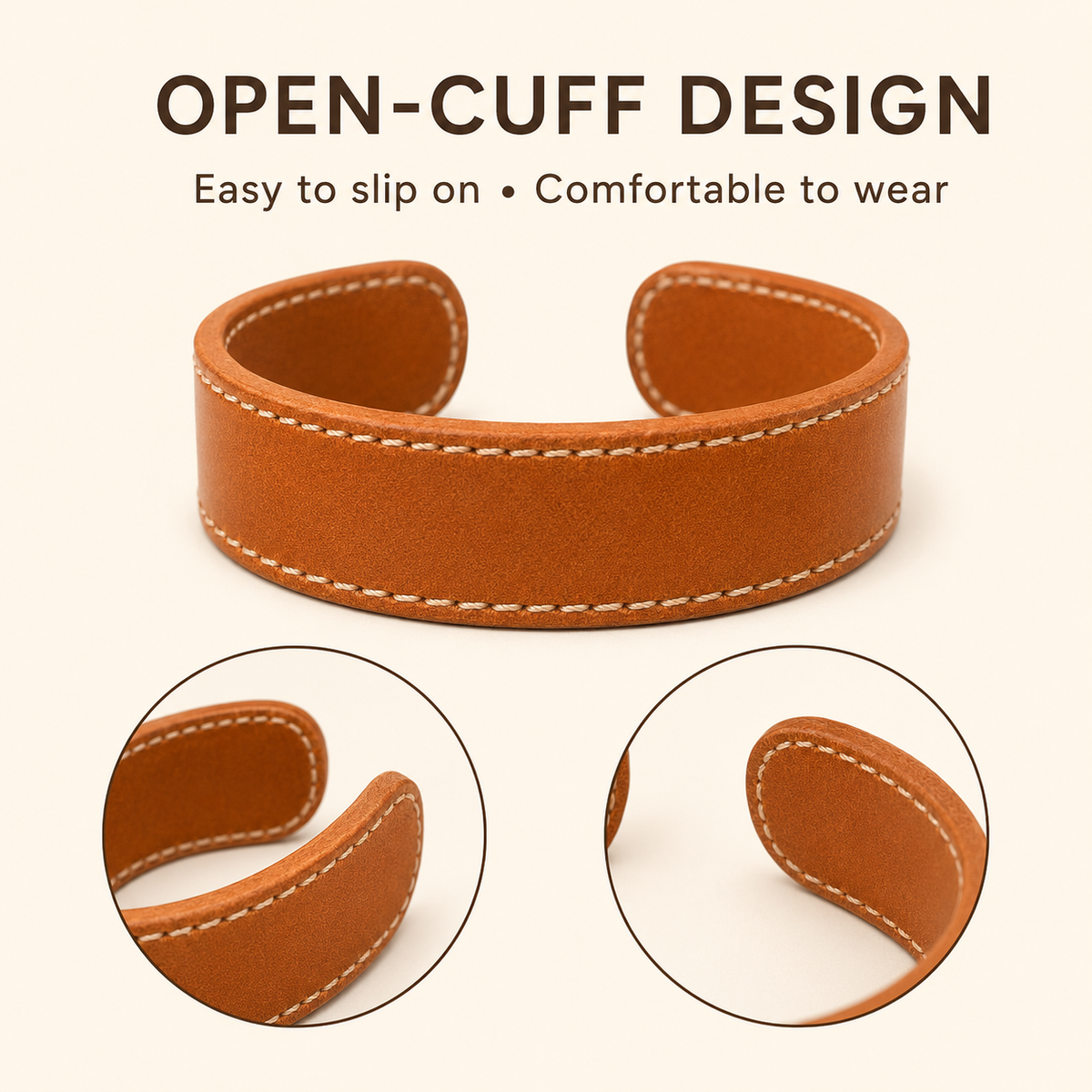 Wide Open Cuff Vegetable Tanned Leather Bracelet