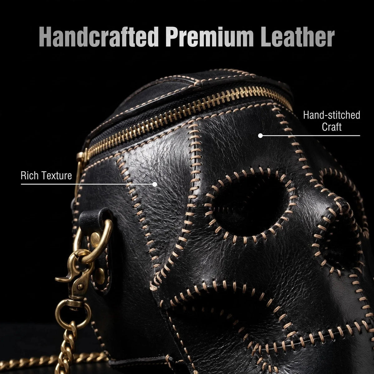 Bartero Handmade Vegetable Tanned Skull Crossbody Bag