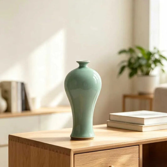 Beauty Silhouette Celadon Plum Vase