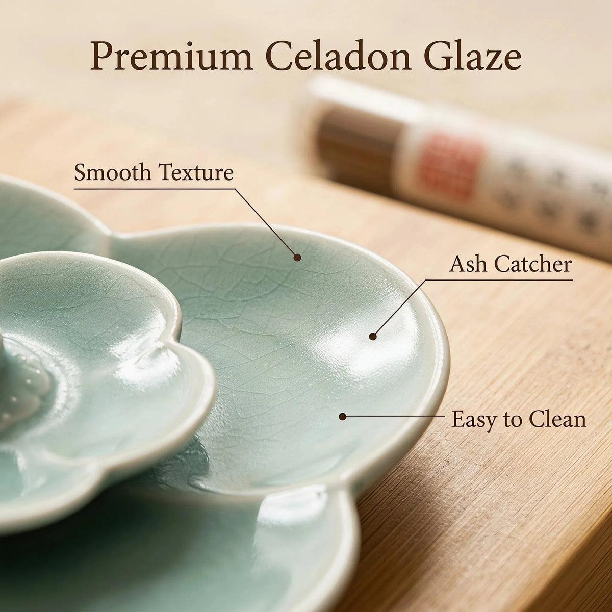 Celadon Lotus Incense Stick Holder