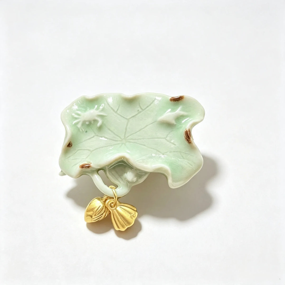Ceramic Lotus Leaf Brooch