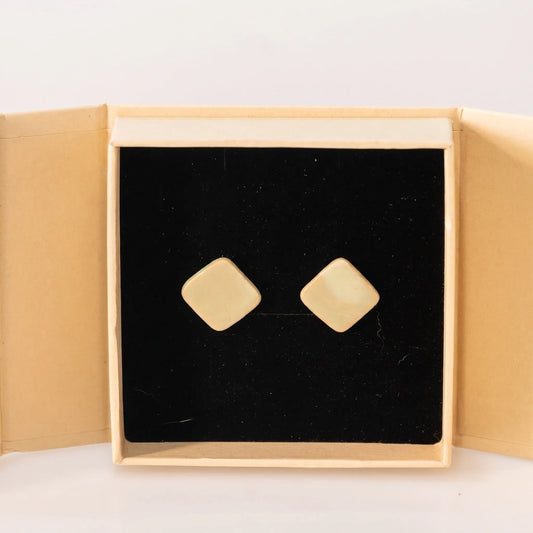 Cream Square Ceramic Studs
