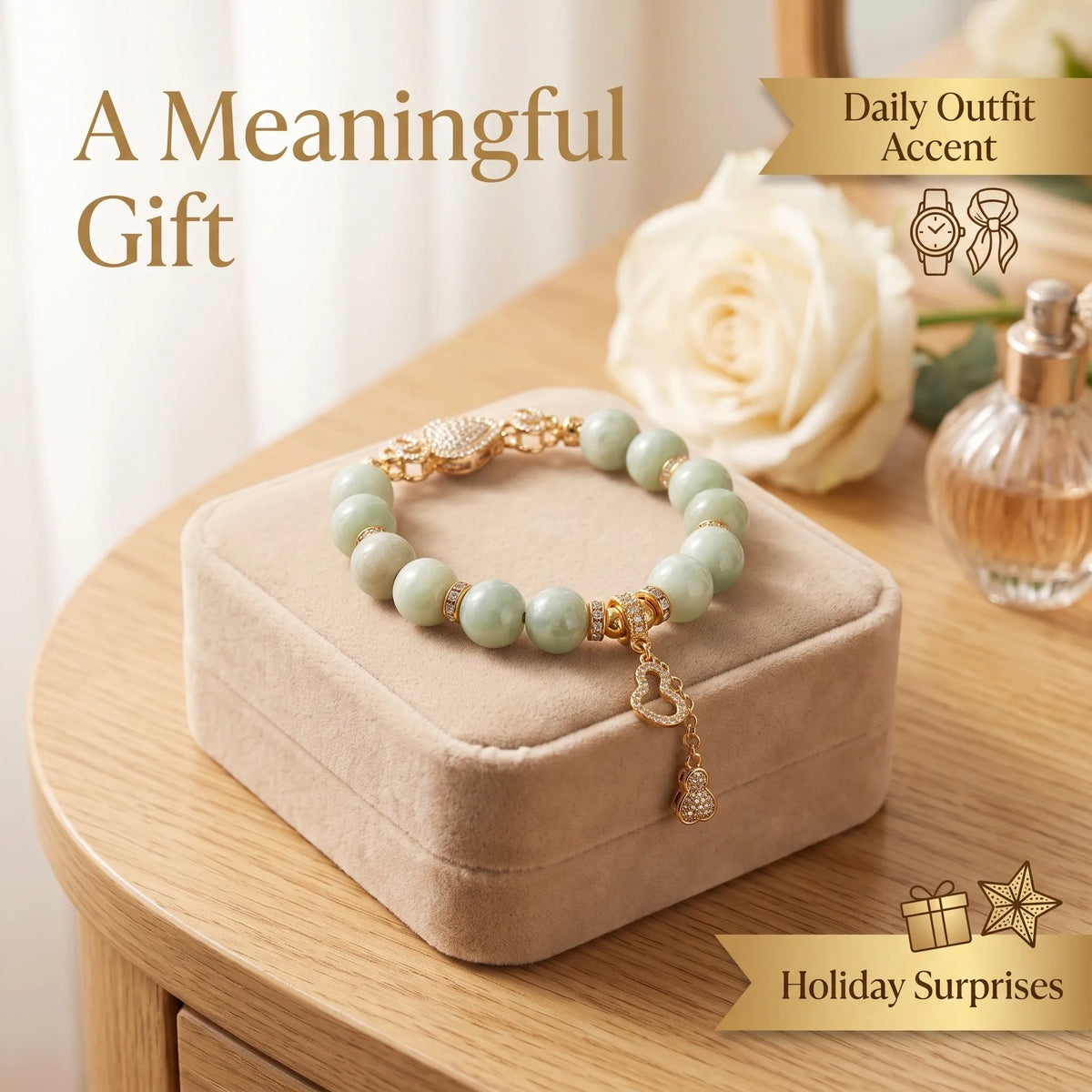Golden Fu Lu Jade Bracelet
