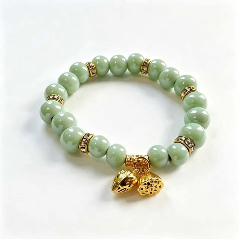 Golden Lotus Pod Beaded Bracelet