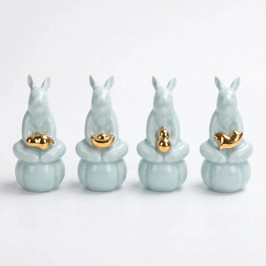 Lucky Rabbit Celadon Tea Pet