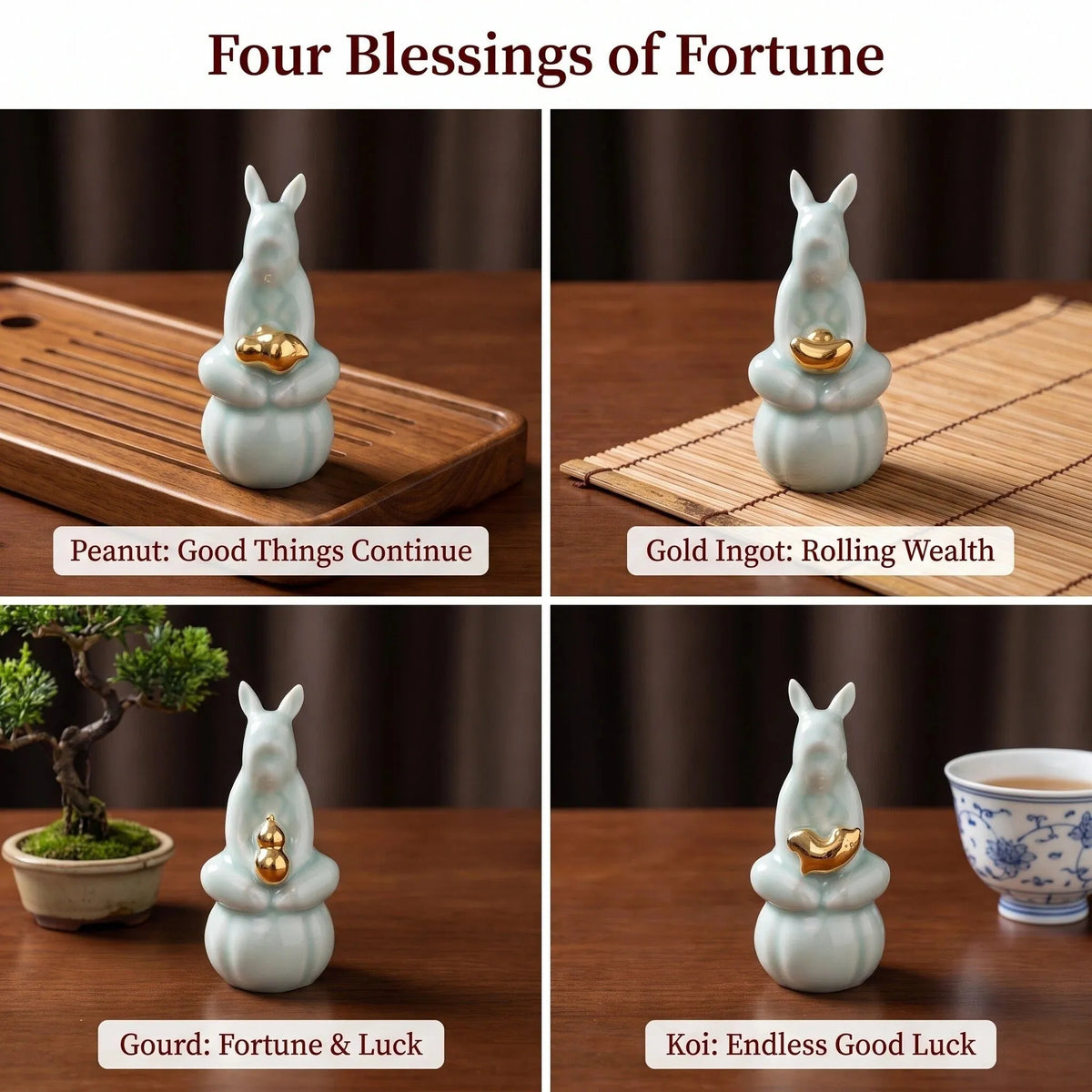 Lucky Rabbit Celadon Tea Pet