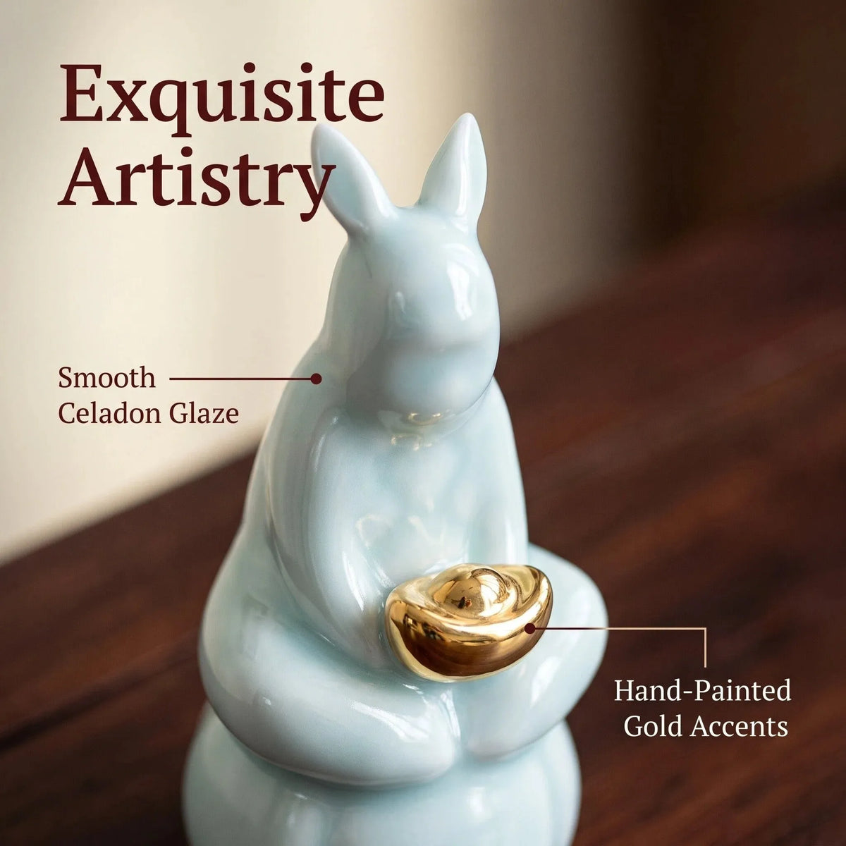 Lucky Rabbit Celadon Tea Pet
