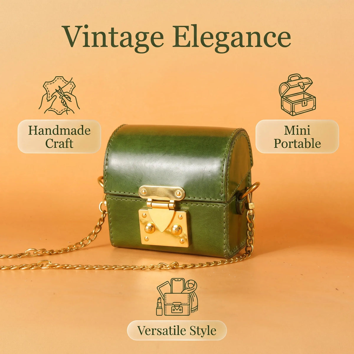 Mini Green Trunk Crossbody Purse