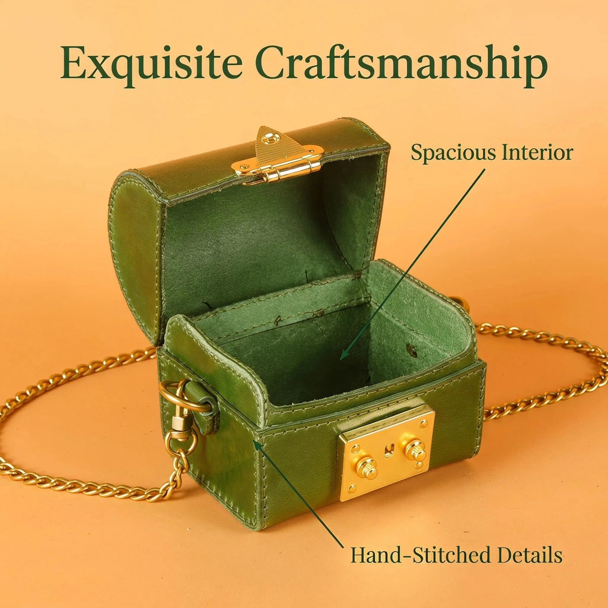 Mini Green Trunk Crossbody Purse