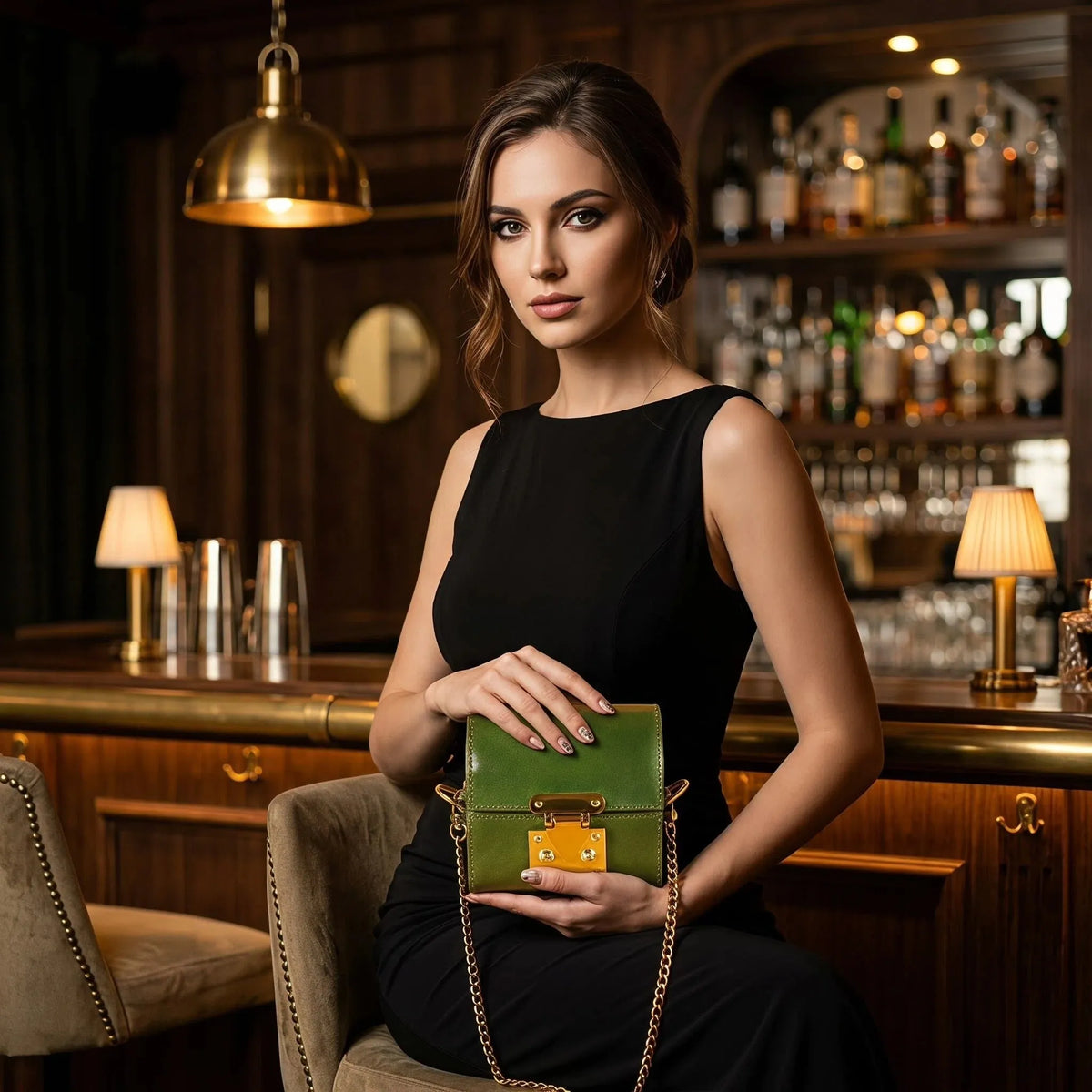 Mini Green Trunk Crossbody Purse