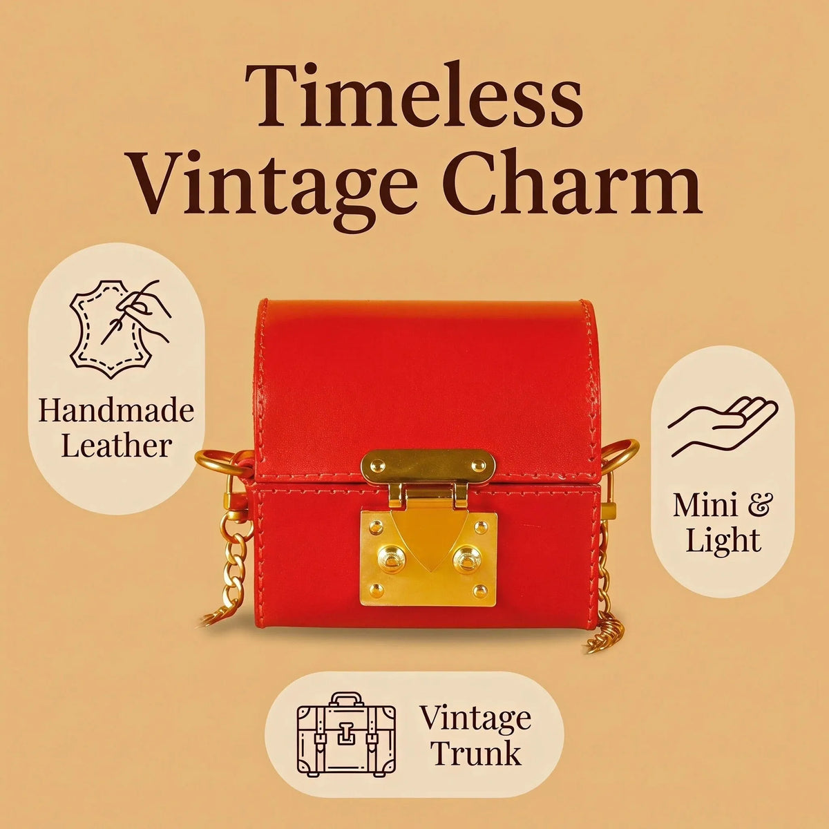 Mini Red Trunk Crossbody Purse