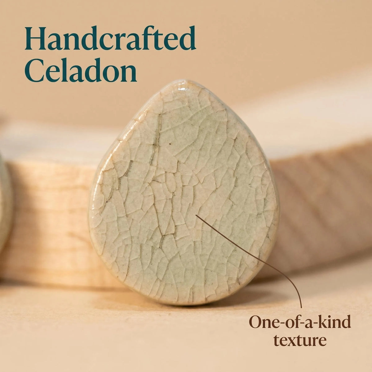 Mint Crackle Teardrop Ceramic Studs