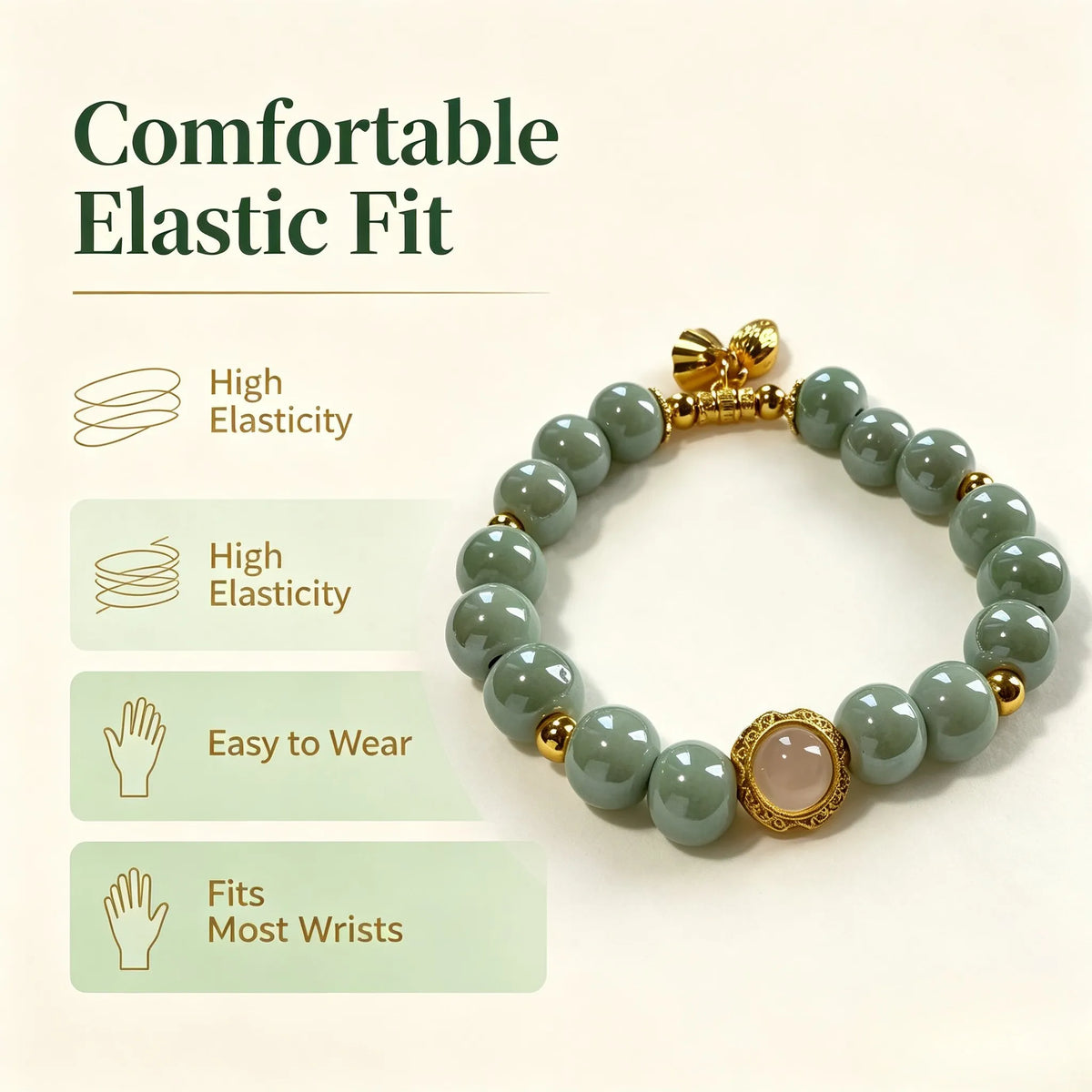Mirror Jade Beaded Bracelet