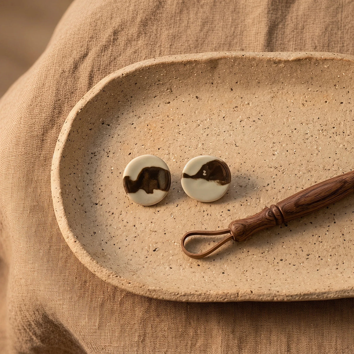 Neutral Ink Wash Round Studs