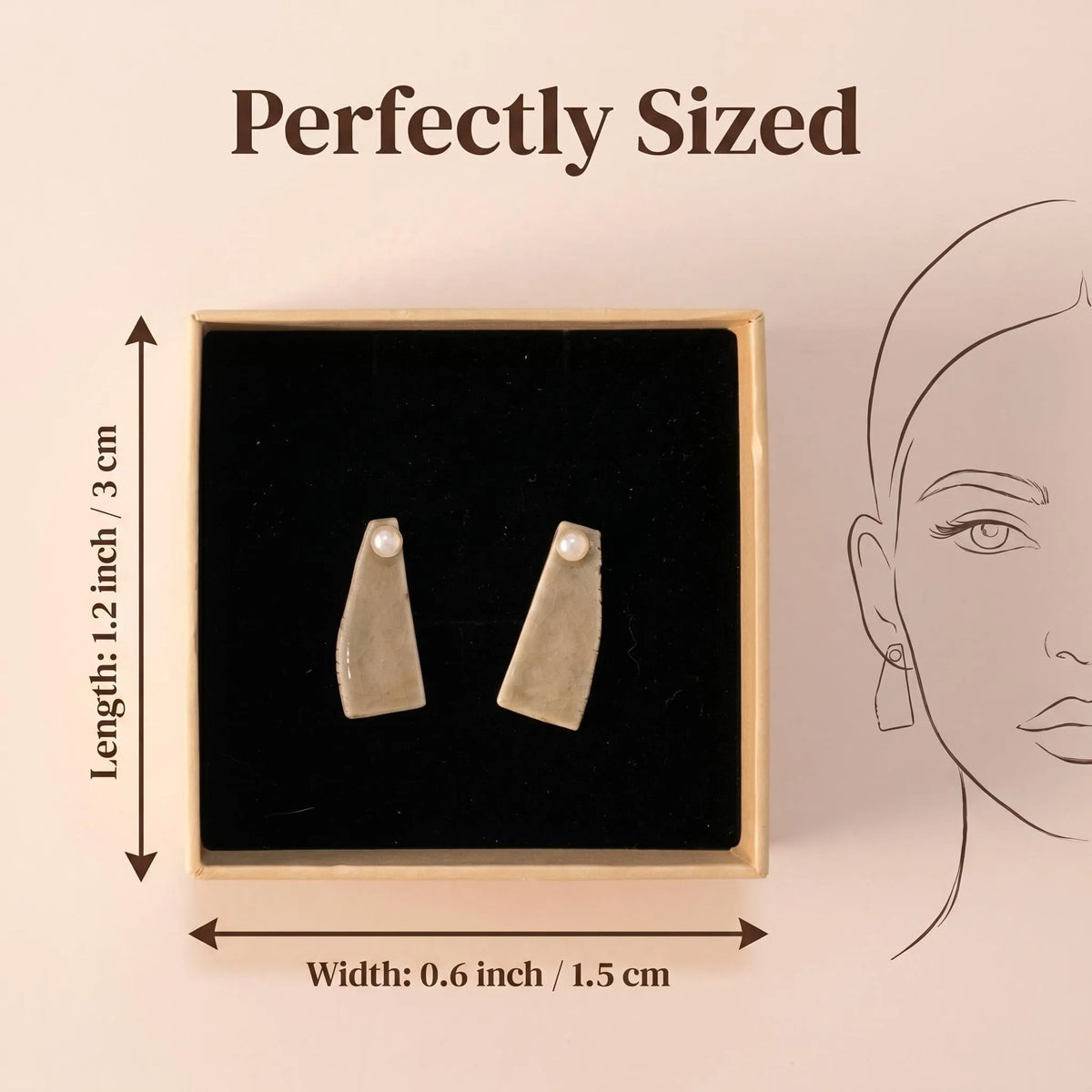 Pale Crackle Slab Pearl Earrings