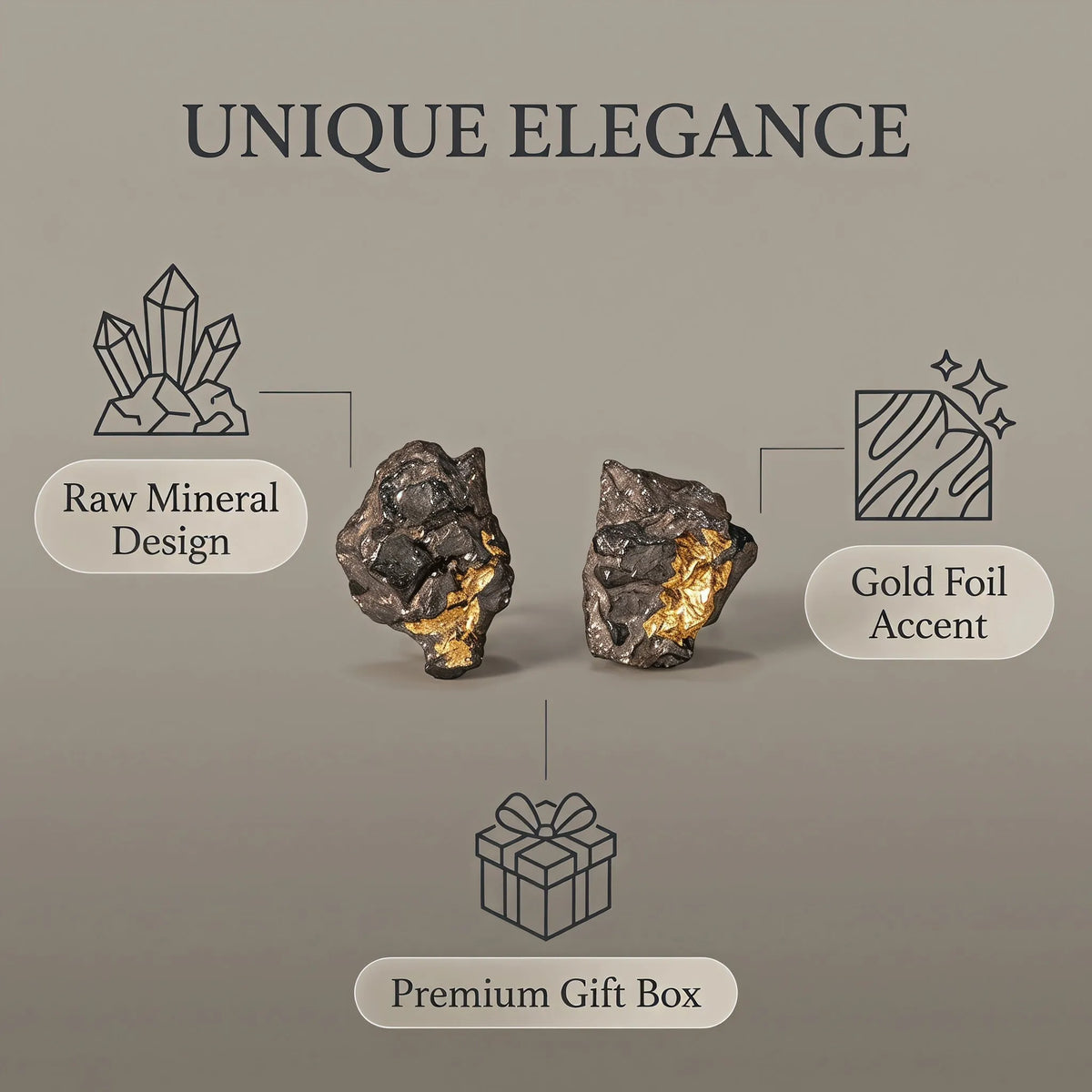 Raw Lava Gold Flake Studs