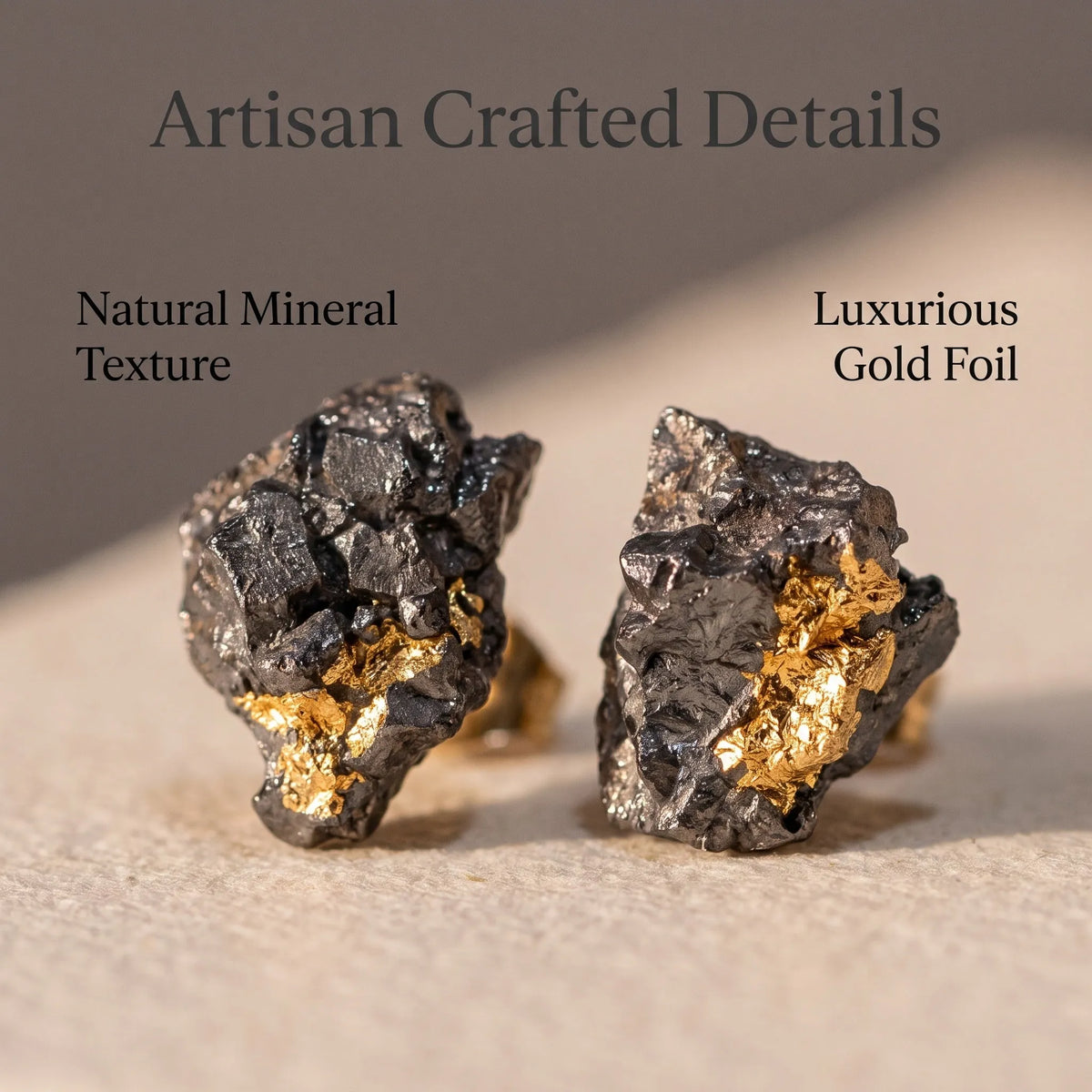 Raw Lava Gold Flake Studs